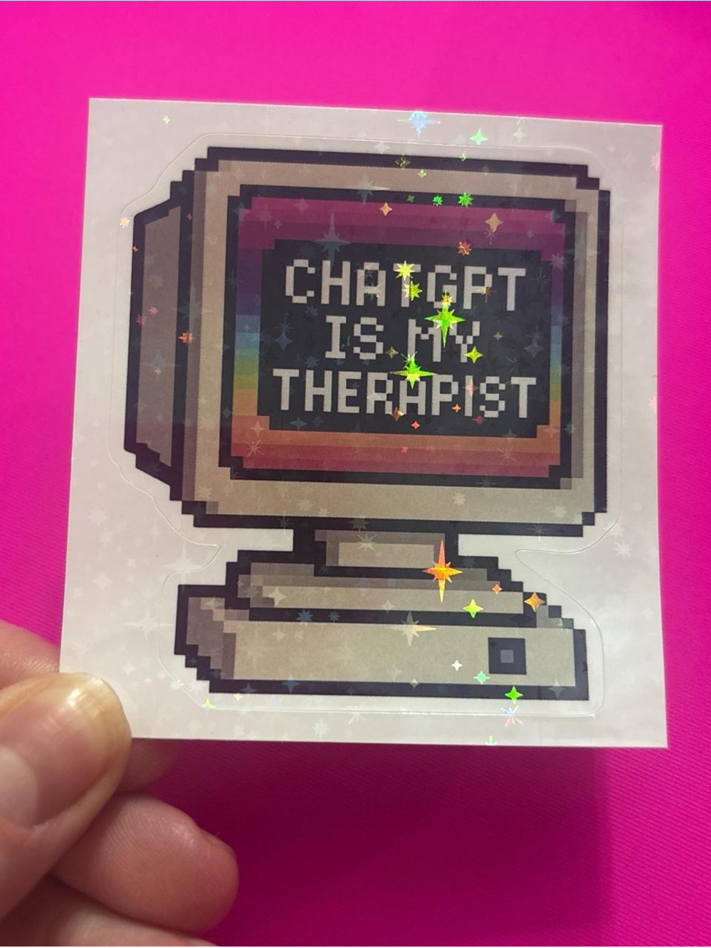 Holographic Retro Computer Sticker - Picture 3 of 3